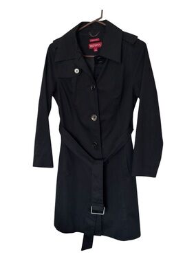 Merona Belted Trench Coat Women's Size S Black